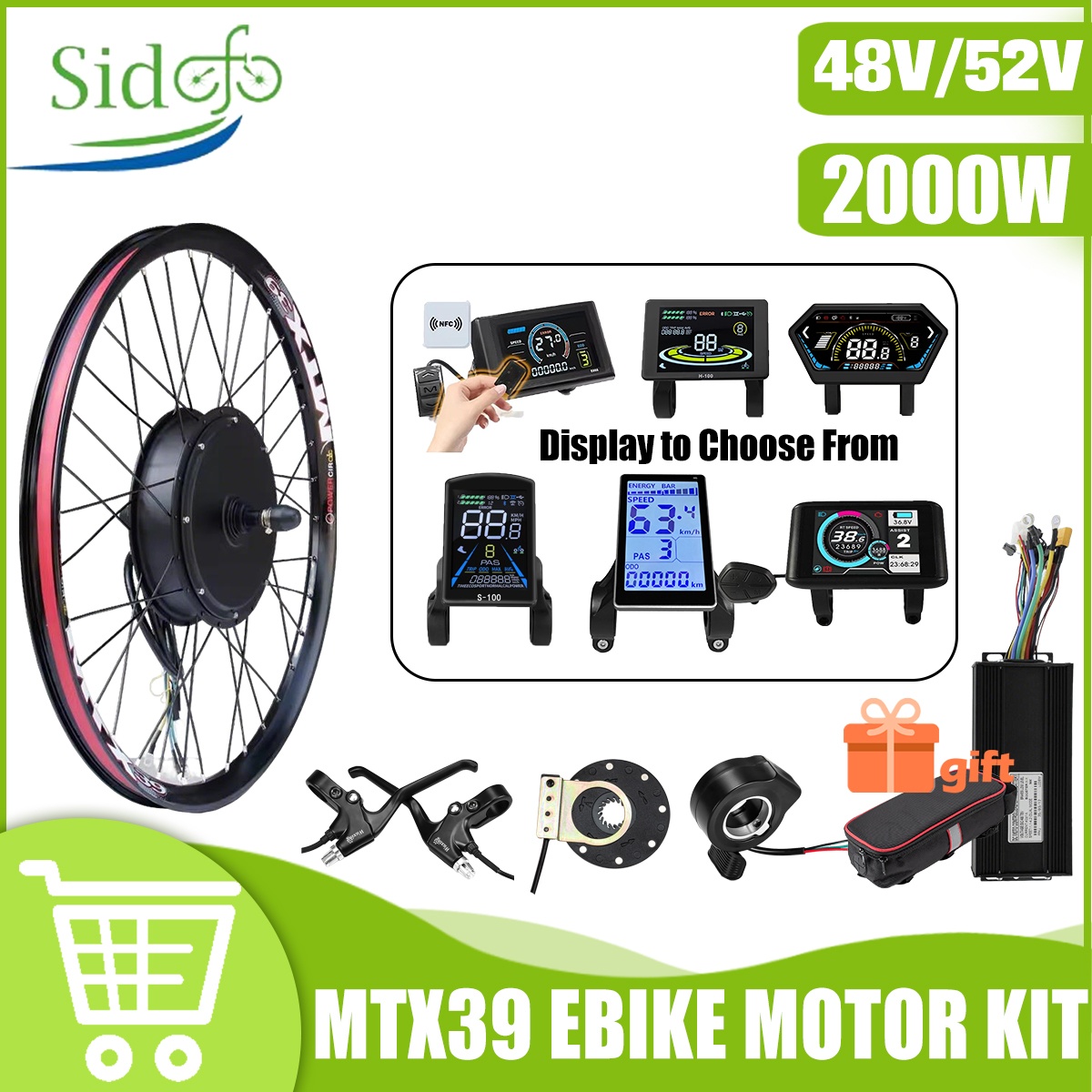 Gearless Hub Motor Conversion Kit 2000W With Display - MTX39 48V/52V 2000W 전후방 허브 모터