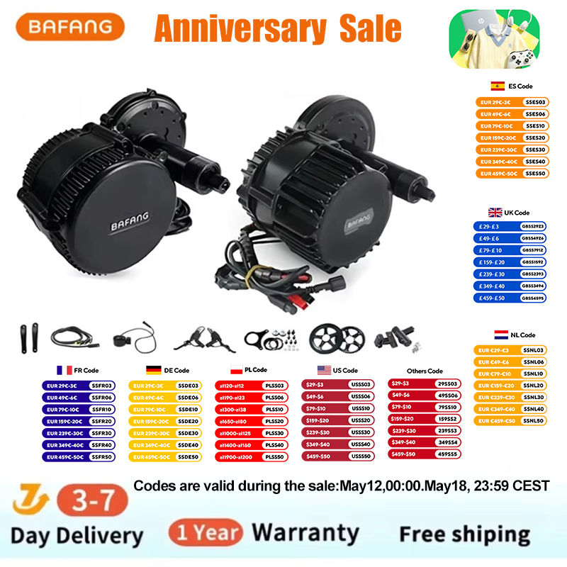 Side Hung Mid Drive Motor Kit - 바팡 BBSHD 1000W 48V 68mm 미드