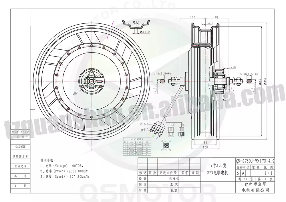 QSMOTOR QS273 17인치 3000W V3 72 - 17 Inch Motorcycle Rim Hub Motor 72V 리뷰 및 가격